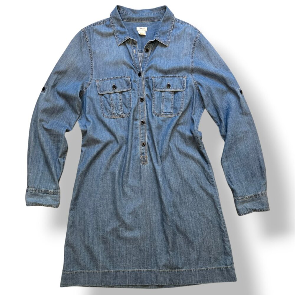 J Crew Workwear Chambray Denim shirt-dress Size 12 Cotton boiler suit vibes